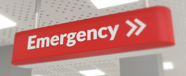 Red emergency room sign